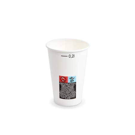 Papierový pohár BIELY s ciachov 200ml, pr. 70mm, 50ks/bal