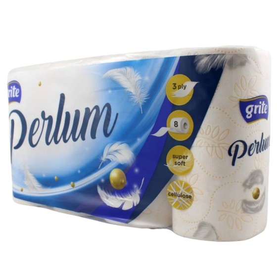 Toaletný papier  PERLUM, 3vr. 100% cel., 8ks/bal
