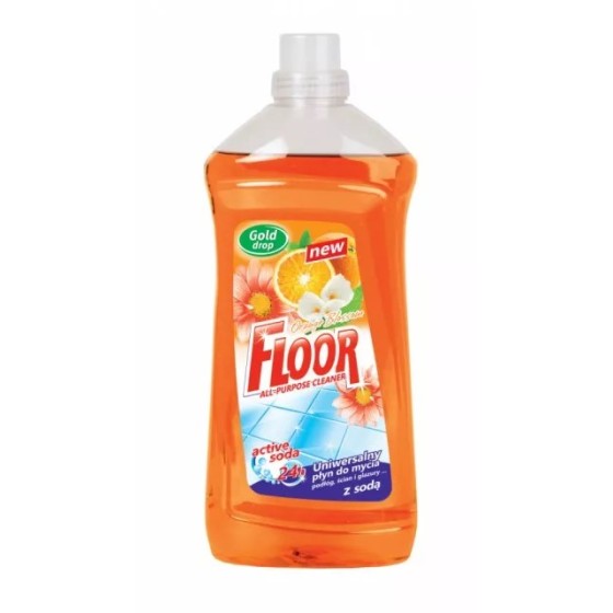 FLOOR univerzálny prípravok na umývanie podláh, obkladov a dlažieb, KVET POMARANČA, 1,5 L