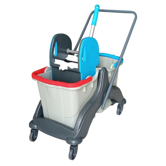 Plastový upratovací vozík 2x25L vedrá, žmýkač, bez vaničky
