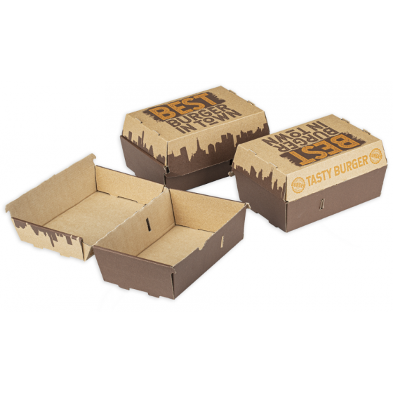 Burger BOX s extra priečinkom na HRANOLKY s potlačou BEST, 200x130x110, 50ks/bal