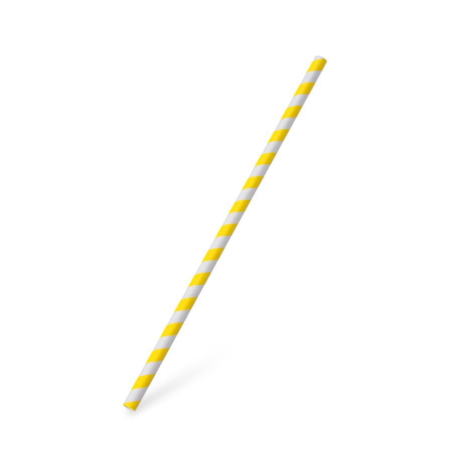 Papierové slamky JUMBO žlté 25 cm/8mm 100ks/bal
