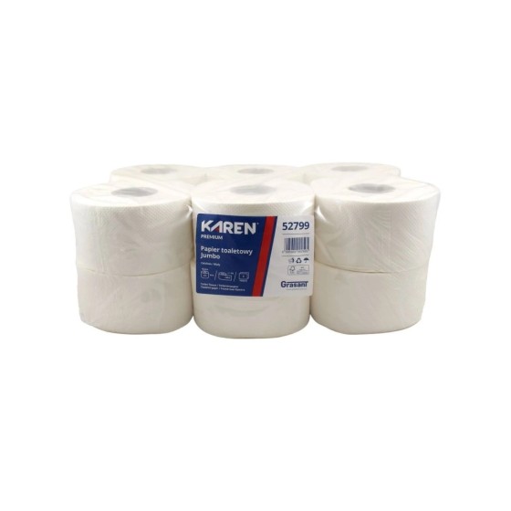 Toaletný papier JUMBO, KAREN, O18cm, 2vrs. 100% cel. 12ks/bal 