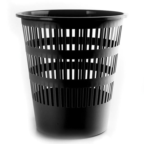 Plastový odpadkový kôš na papier, ČIERNY, 12L