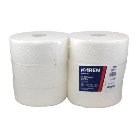 Toaletný papier JUMBO KAREN, O26cm, 2vrs. 100%cel., 6ks/bal