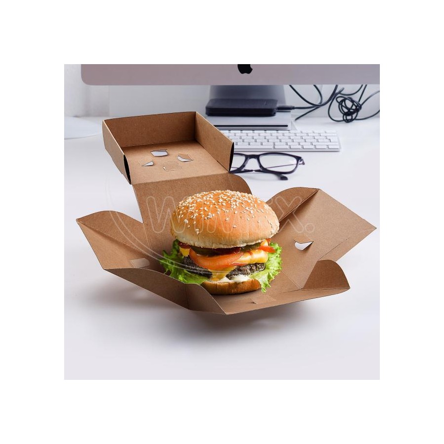 Burger box rozkladací KRAFT, 120x120x100 mm, 100 ks/bal