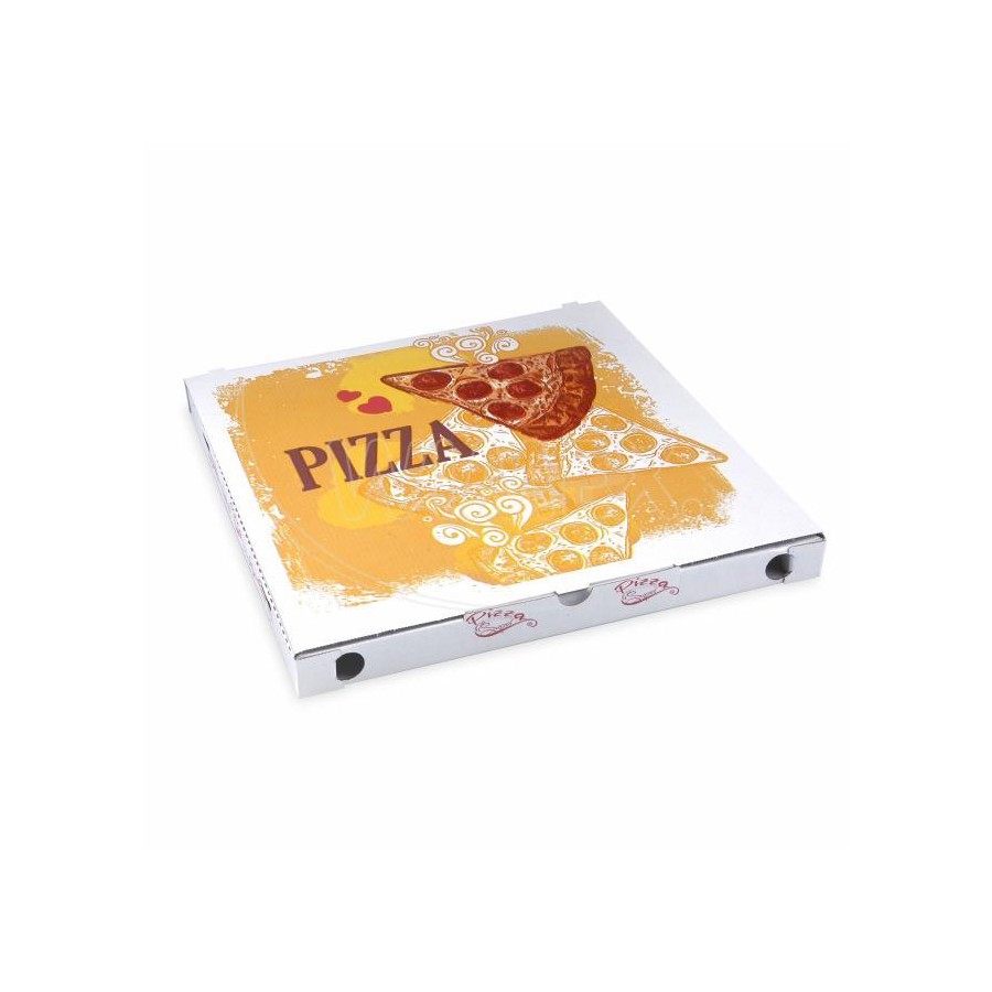 Pizza krabica BIELA s farebnou potlačou, 34,5x34,5x3cm, 100ks/bal