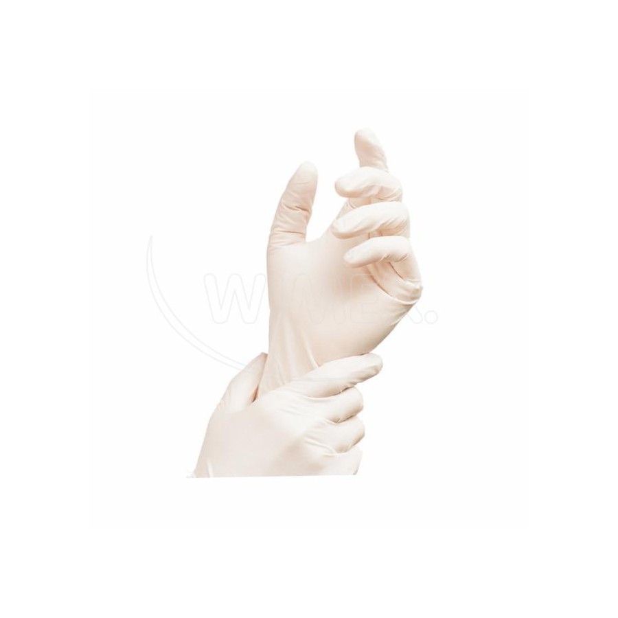 Latexové rukavice BIELE, veľkosť M - PÚDROVANÉ, 100ks/bal
